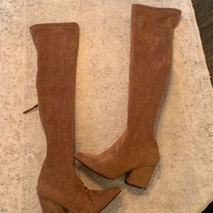 Zara Tan Heeled Over-the-Knee Boots